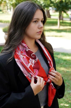 Шовкова хустка My Scarf "Серце красуні" прикрашена коралом
