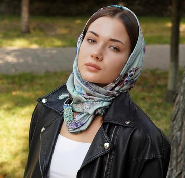 Хустка My Scarf "Блакитний сад" 100% шовк