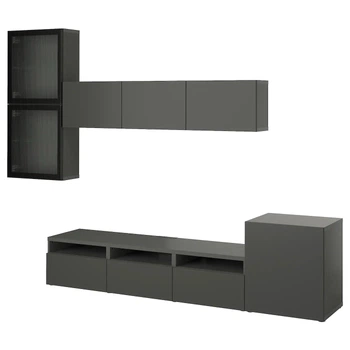 Комбінація телевізор/скляні двері ІКЕА BESTÅ 300х42х211 см Fällsvik антрацит (s69556073)