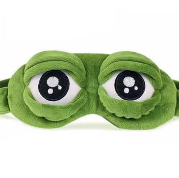 Маска для сна Frog Ice Eye Mask Лягушонок Пепе, плюшевая, зеленая (MA689)