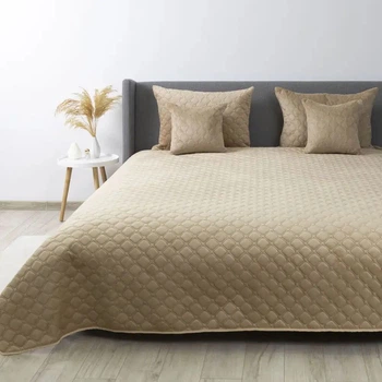 Покрывало ТЕП "VELOUR" Золотой беж/Ромб круглый, 240x260