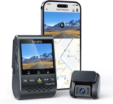 Видеорегистратор VIOFO A129 Plus DUO / 2К / 140° / GPS / Wi-Fi / Дополнительная камера / Черный Б/В