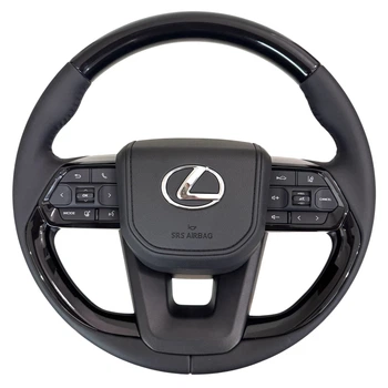 Руль для Lexus LX470, GX470. В стиле LC300. Рояльный лак. Логотип – хром. В сборе.