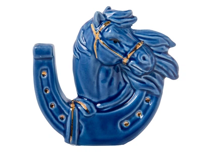 Сувенирная подкова с жеребцом из глазурованного фарфора Fortune Horse Gold, 9 см
