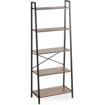 Стеллаж в стиле черный лофт/орех MEBEL ELITE ME.ERVA/RU/CZ/REG 164х64х34 см открытая полка для книг, офиса, детской комнаты и декора