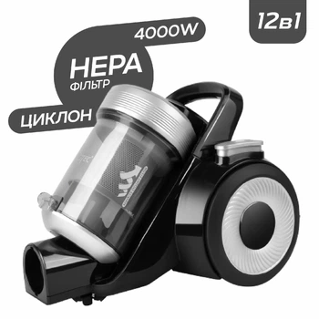 Пылесос без мешка с НЕРА фильтром, контейнерный турбпопылесос Maltec 4000W 12в1, циклонный пылесос для сухой уборки дома