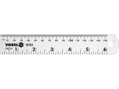 Линейка алюминиевая, l= 150 мм, w= 28 мм с дюймовой и метрической шкалой VOREL (19763)