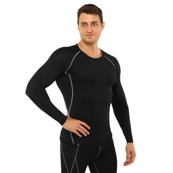 Лонгслів компресійний спортивний LIDONG J01 (поліестер, спандекс, 3XL, Чорний-сірий) (J01_Чорний-сірий_3XL)