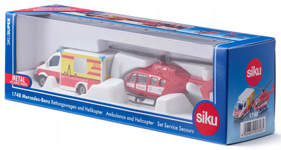 Zestaw zabawek Siku Super Mercedes-Benz ambulans i helikopter ratunkowy (4006874017485)