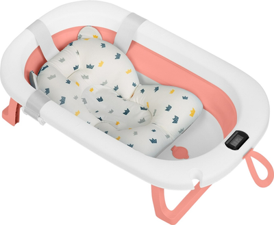 Ванночка складана Ricokids RK-287 з термометром і вкладкою Біло-рожева (5903890629205)