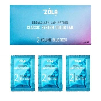 Набор для ламинирования бровей и ресниц Zola Color Lab Volume Blue Fixer 02 в саше 3 шт x 1 мл
