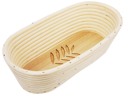 Koszyk do wyrastania chleba Orion rattanowy z motywem liścia 32 x 15 cm (8592381158989)