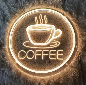 Неонова LED вивіска Coffee для кав'ярні кафе Чашка кави