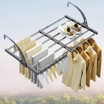 Раздвижная сушилка для белья на балкон Folding Clothes Hanger Двойная складная сушка для одежды обуви на радиатор