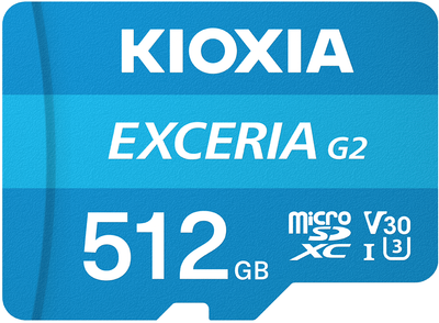 Карта пам'ятi KIOXIA Exceria G2 MicroSDXC 512GB Class 10 UHS-I U3 V30 + SD адаптер (4582563854529)
