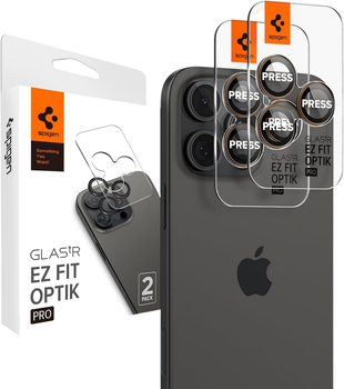 Захисне скло Spigen Glas.tR EZ Fit Optik Pro для Apple iPhone 16 Pro/16 Pro Max Desert Titanium 2 шт. (AGL08862)