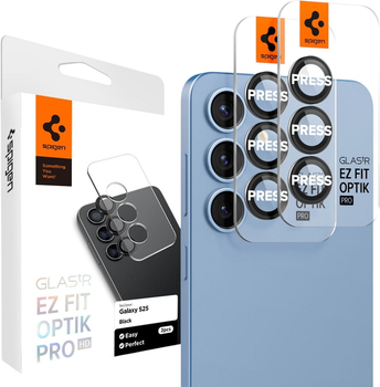 Захисне скло Spigen Glas.tR EZ Fit Optik Pro HD для Samsung Galaxy S25 Black 2 шт. (AGL09092)