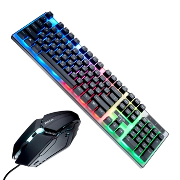 Проводная игровая клавиатура и мышка Hoco GM18 с RGB подсветкой, Black
