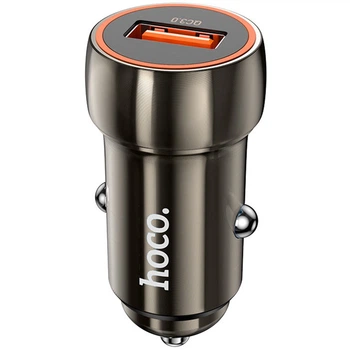 Автомобильное зарядное устройство для Hoco Z46 Blue shield QC3.0 18W кабель microUSB, Grey