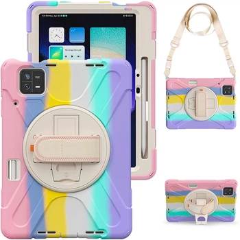 Противоударный чехол-накладка Armor Rotating Bracelet для Xiaomi Pad 6 / 6 Pro с поворотным кронштейном и ремнем разноцветный