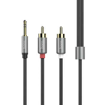 Кабель перехідник Hoco UPA10 Aux - 2 RCA тюльпан 1,5м Black