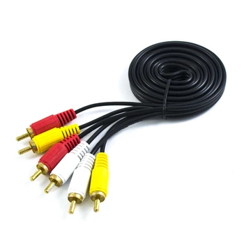 Кабель E-Cable AV 3 RCA - 3 RCA тюльпан 1.5м Black