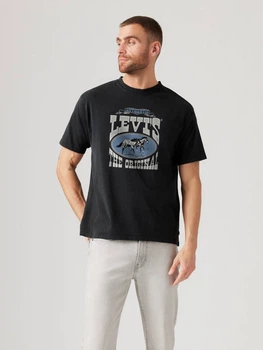 Футболка бавовняна довга чоловіча Levi`s 771032595 S Чорна з принтом (1159845823)