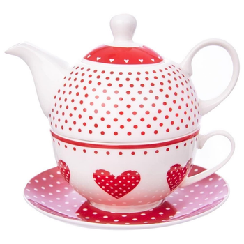 Dzbanek do herbaty Orion Tecka z filiżanką porcelanowy 3 elementy  (8592381161538)