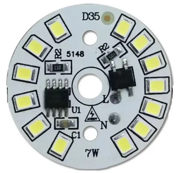 Светодиодный LED-модуль 7Вт, 35мм AC220В плата для ремонта ламп 7Вт, теплый белый
