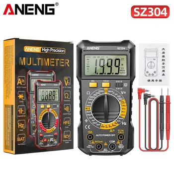 Мультиметр цифровой ANENG SZ304 2000 Counts, измерение AC/DC напряжения, тока, сопротивления, NCV, высокоточный профессиональный тестер, черный
