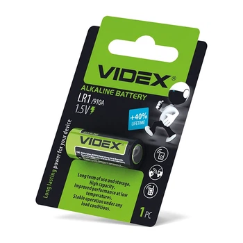 Батарейка лужна 12В (лужна) VIDEX LR1 1шт BLISTER (блістер - 1 шт)
