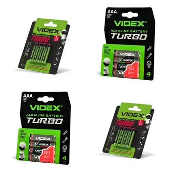 Найкраща мікро пальчикова Батарейка лужна VIDEX Turbo LR03/AAА 4шт BLISTER (блістер - 4 шт)