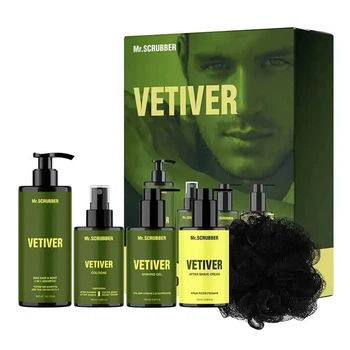 Парфюмерный набор косметики для мужчин. Vetiver Perfumed Men's Essentials Set Mr.SCRUBBER