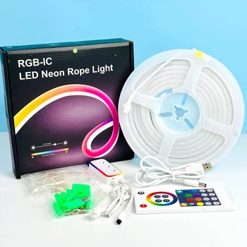 Силиконовая светодиодная гибкая лента 2 м RGB, силикон, 12V, декоративная, с Wi-Fi синхронизацией музыки