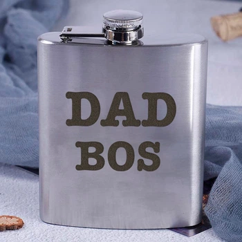 Фляга сталева "Dad boss", англійська, Крафтова коробка, 210 мл