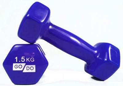 Гантель для фітнесу з вініловим покриттям 2шт GoDo GD-1.5BL