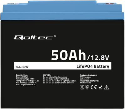 Akumulator Qoltec LiFePO4 Litowo-Żelazowo-Fosforanowy 12.8V 50Ah 640Wh BMS 53704 (5901878537047)