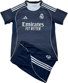 Футбольна форма дитяча Реал Мадрид (Real Madrid) 2025-2026 виїзна темно-сіро-темно-синьо-салатова 125-135 см F0335