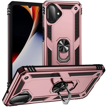 Противоударный чехол с подставкой Deexe Armor Case для Samsung Galaxy A07 (A075) - Rose Gold