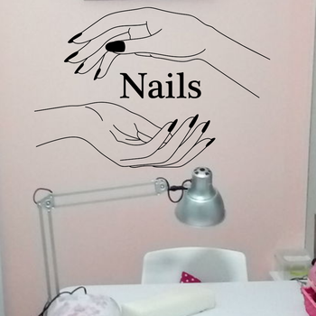 Наклейка декоративная на стену Маникюр Nails Набор S руки ногти для салона красоты Happy Pocket Черный матовый