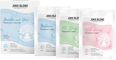 Набір тканинних масок для обличчя Joko Blend Breathe and Glow з медитаціями 20 г х 3 шт (4823109411753)