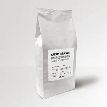 Кава зернова CREAM MELANGE 1 кг КРЕМ-МЕЛАНЖ Купаж: Арабіка 70% Робуста 30% Свіжообсмажена кава в зернах