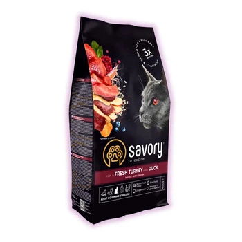 Сухой корм для стерилизованных кошек Savory с индейкой и уткой 400 г