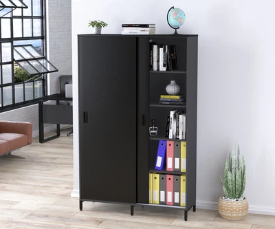 Шафа офісна розсувна LS-1200-1900 антрацит Чорний ST7