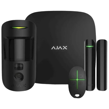 Комплект сигналізації Ajax StarterKit Cam Plus ECG (8EU) UA з можливістю підключити до 200 пристроїв, Чорний