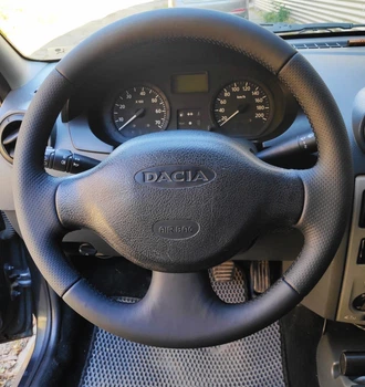 Чехол-оплетка на руль из натуральной кожи для Dacia Logan 1