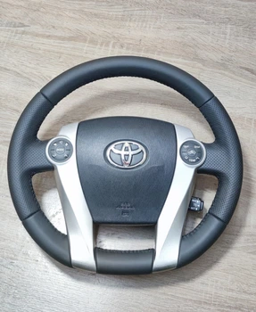 Чохол-обплетення на кермо з натуральної шкіри для Toyota Prius 2009-2015