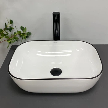 Умывальник (раковина) VBI RAVENNA WHITE BLACK EDGE накладной