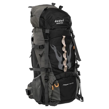 Рюкзак туристический каркасный объем 42л + 10л Deuter G70-10B размер 70х30х20см Black-Grey
