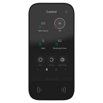 Сенсорная клавиатура Ajax KeyPad TouchScreen (8EU), до 1700 м, 5" IPS 480 × 854 px, Черный